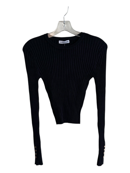 Solid & Striped Size S Black No Fabric Tag Ribbed Round Neck Long Sleeve Top Black / S