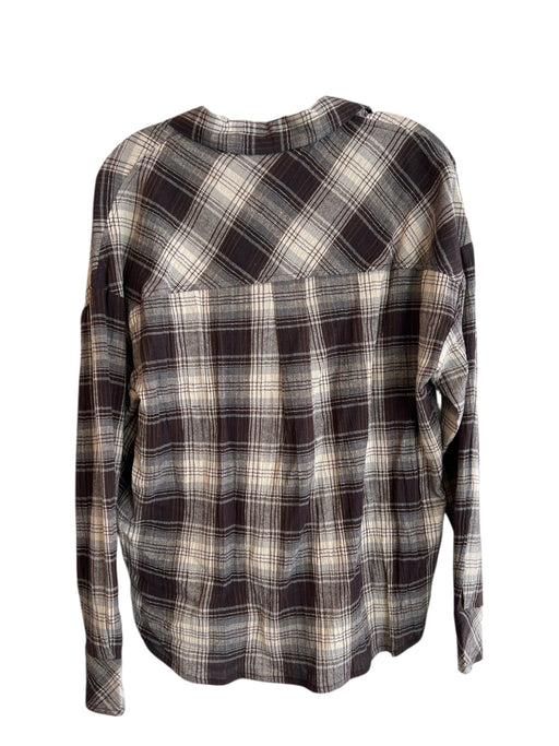 MKT Studios Size 38 Brown & Ivory Cotton Collar Button Down Long Sleeve Top Brown & Ivory / 38