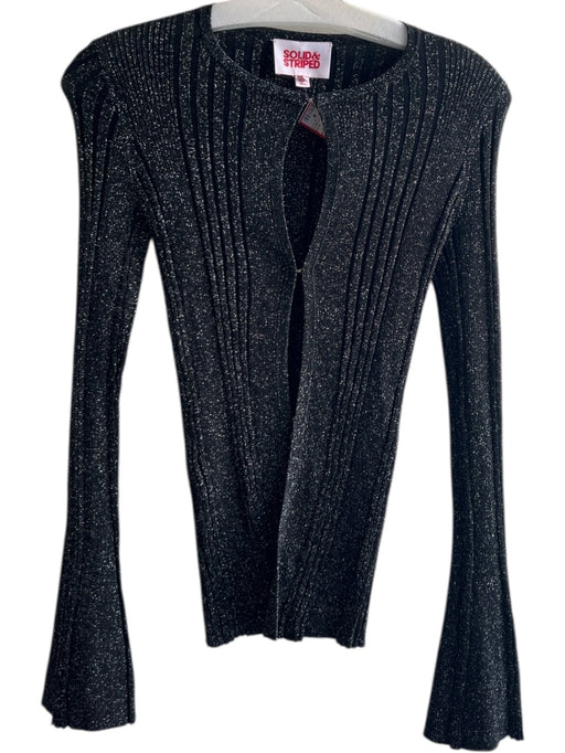 Solid & Striped Size Est S Black No Fabric Tag Crew Neck Long Sleeve Shimmer Top Black / Est S