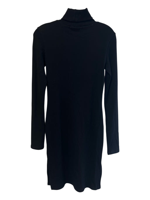Boyish Size Est Small Black Cotton Blend Long Sleeve Turtleneck Ribbed Dress Black / Est Small