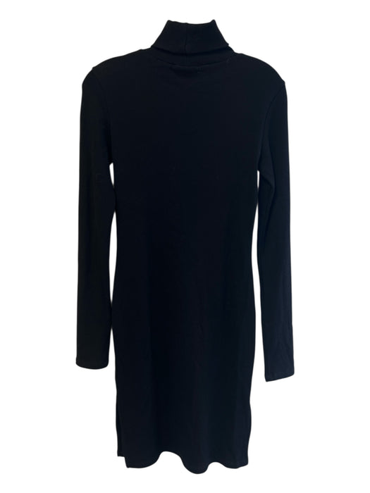 Boyish Size Est Small Black Cotton Blend Long Sleeve Turtleneck Ribbed Dress Black / Est Small