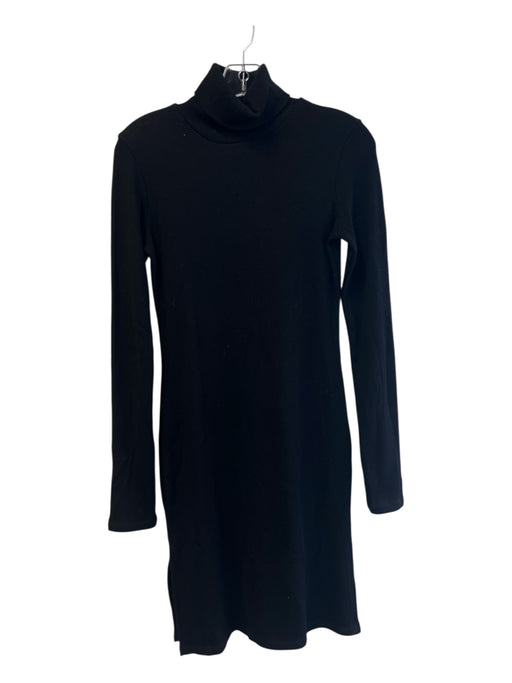 Boyish Size Est Small Black Cotton Blend Long Sleeve Turtleneck Ribbed Dress Black / Est Small