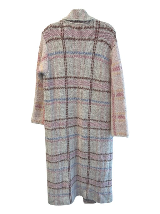 L Space Size XS/S Pink & Multi Nylon Blend Collared Open Front Plaid Coat Pink & Multi / XS/S