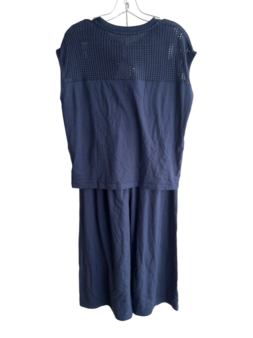 Splendid Size S Navy Blue Viscose Sleeveless Mesh Detail Sweat Pant Pants Set Navy Blue / S