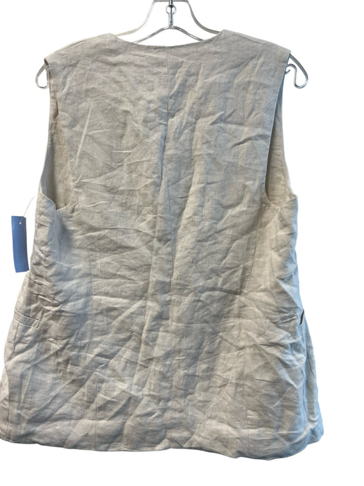 DL1961 Size L Cream Linen Sleeveless Button Front V Neck Vest Top Cream / L