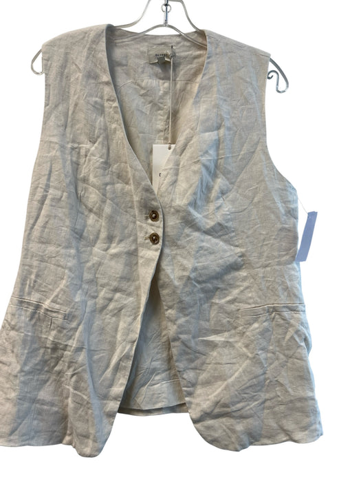 DL1961 Size L Cream Linen Sleeveless Button Front V Neck Vest Top Cream / L