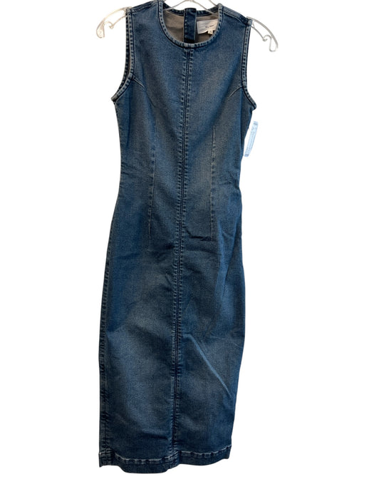 DL1961 Size S Dark Wash No Fabric Tag Denim Round Neck Sleeveless Side Zip Dress Dark Wash / S