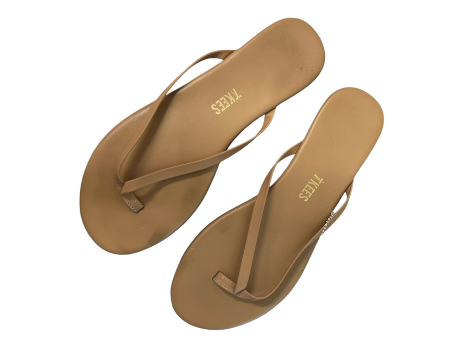 Tkees Shoe Size 7 Tan Leather Flip Flop Flat Open Shoes Tan / 7