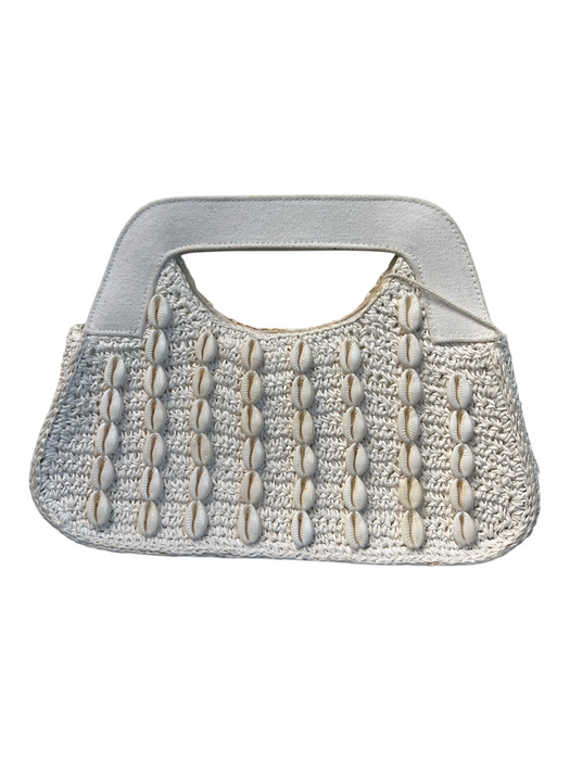 L Space White Paper Raffia Magnetic Closure Puka Shell Handbag Bag White / Sm & Med