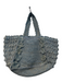 BTB Los Angeles Teal Blue Raffia Double Handle Snap Closure Lined Bag Teal Blue / Large