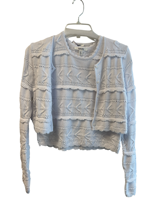 Splendid Size S/P White No Fabric Tag Knit Tank Long Sleeve Cardigan Sweater Set White / S/P