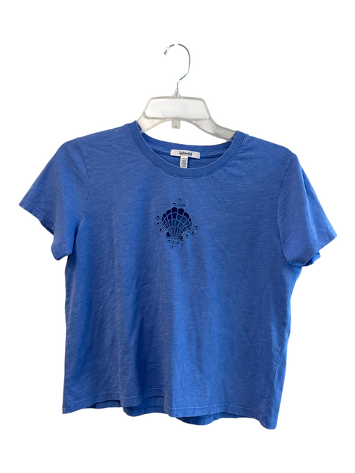 Splendid Size Small Blue No Fabric Tag Short Sleeve Round Neck Front Cut Out Top Blue / Small