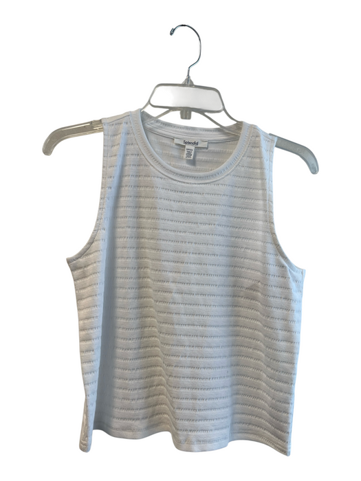 Splendid Size Small White Viscose Sleeveless Round Neck Textured Top White / Small