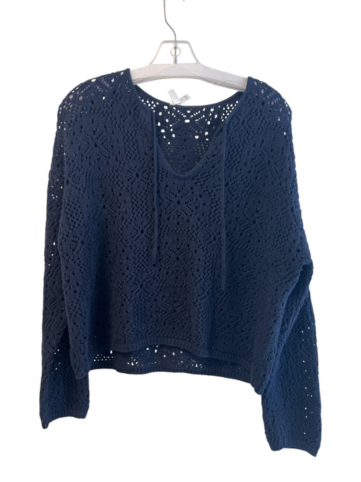 Splendid Size Small Navy No Fabric Tag Long Sleeve Round Split Neck Top Navy / Small
