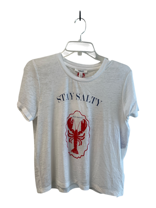Splendid Size Small White, Red & Blue Viscose Blend Short Sleeve Round Neck Top White, Red & Blue / Small
