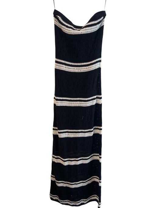 L Space Size Small Black & White Cotton Strapless Stripe Half Lined Maxi Dress Black & White / Small