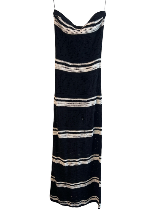 L Space Size Small Black & White Cotton Strapless Stripe Half Lined Maxi Dress Black & White / Small