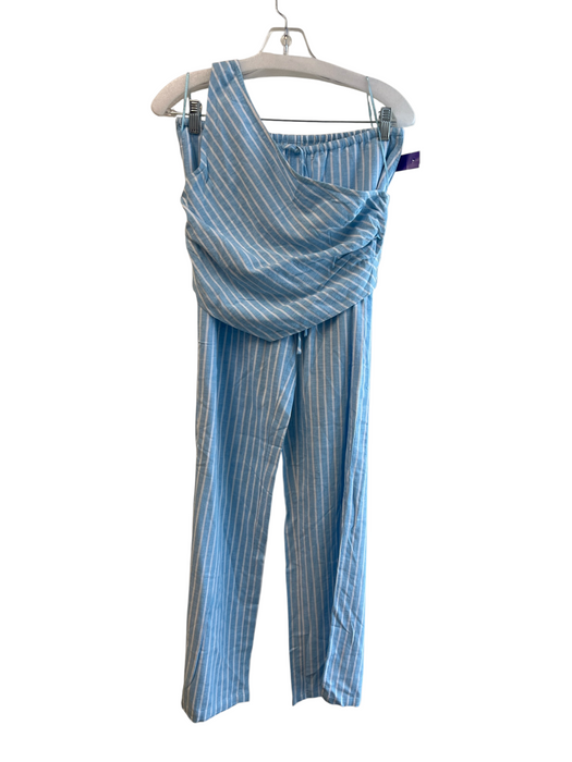 L Space Size Small Light blue & white No Fabric Tag Striped Crop Top Pants Set Light blue & white / Small