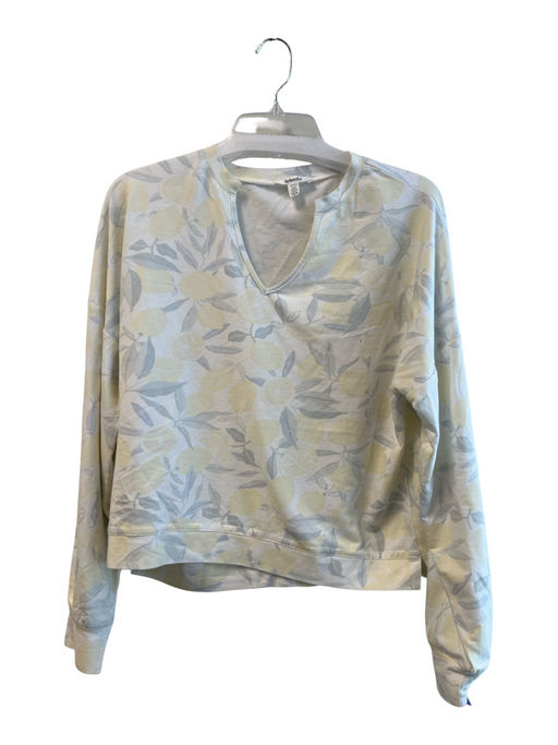 Splendid Size Small Yellow & Blue Sable Long Sleeve Leaf Print Top Yellow & Blue / Small