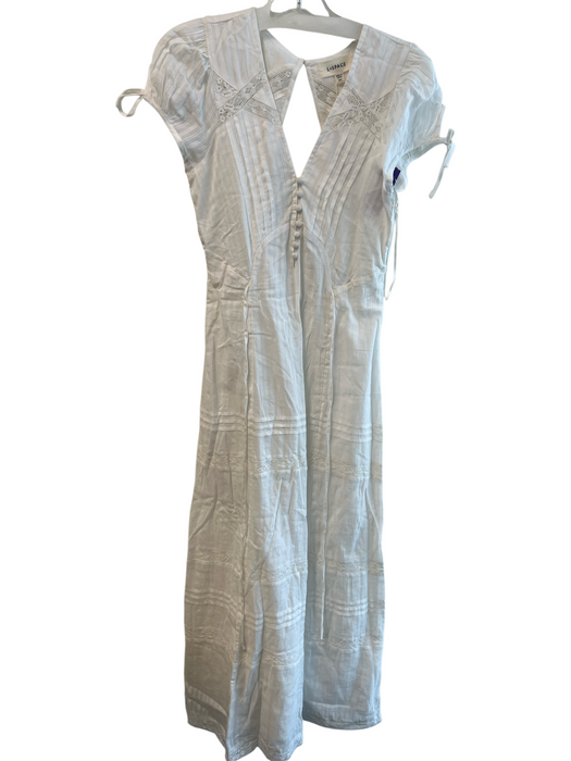 L Space Size Small White Cotton Lined Open Back V Neck Cap Sleeve Dress White / Small
