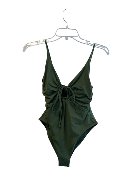 L Space Size S Green Nylon & Spandex V Neck One Piece Key hole Swimsuit Green / S