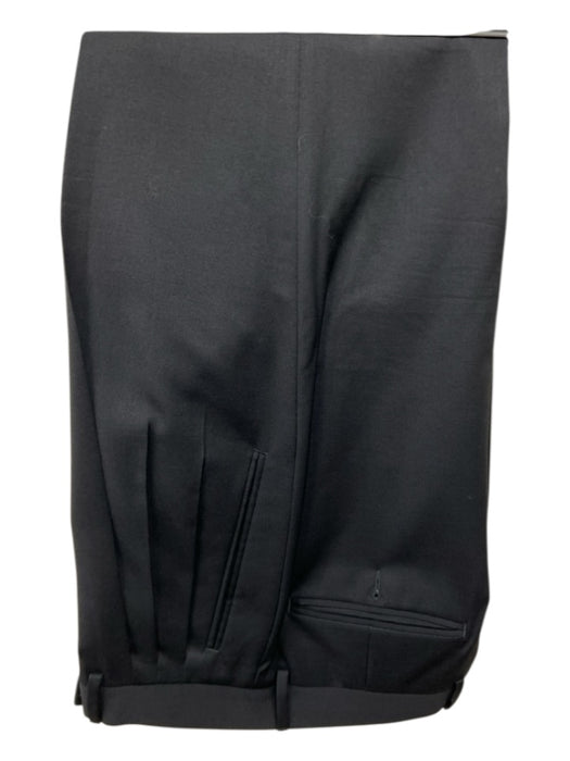 Canali Black Wool Solid Double Breasted Men's Suit 48R