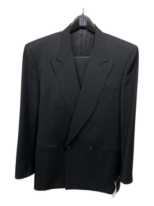 Canali Black Wool Solid Double Breasted Men's Suit 48R