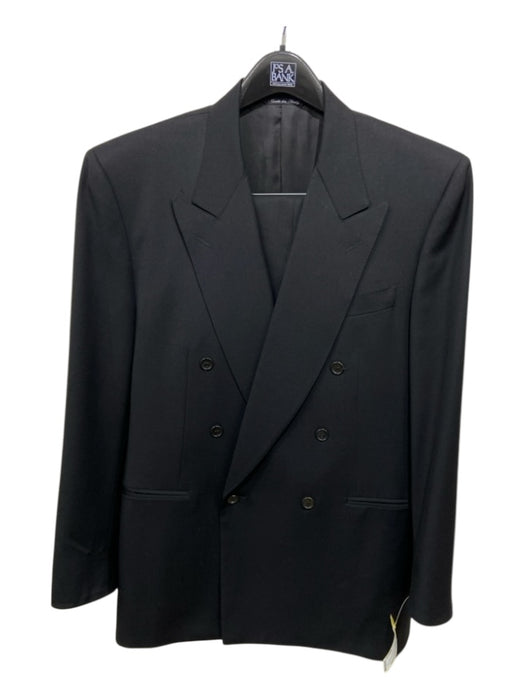 Canali Black Wool Solid Double Breasted Men's Suit 48R