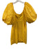 Farm Rio Size S Yellow Cotton Eyelet Puff Sleeve Mini Dress Yellow / S