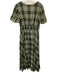 Anthropologie Size M Green & Cream Cotton Gathered Waistband Plaid Maxi Dress Green & Cream / M