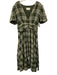 Anthropologie Size M Green & Cream Cotton Gathered Waistband Plaid Maxi Dress Green & Cream / M