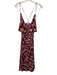 ME+EM Size 8 purple & pink Polyester Cut Out Floral Ruched Sides Midi Dress purple & pink / 8