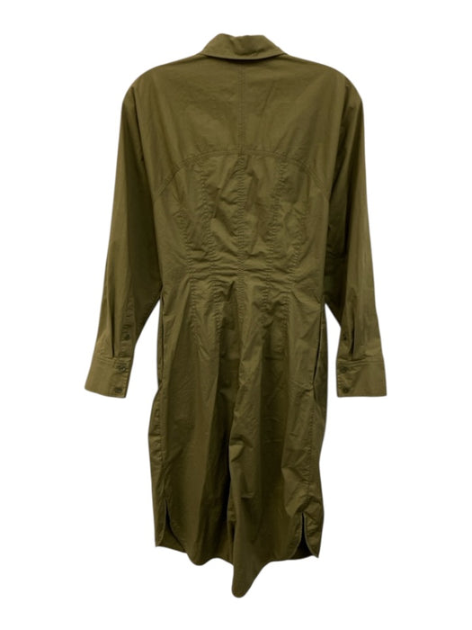 COS Size 6 Olive Green Cotton Blend pintuck waist Button Down Midi Dress Olive Green / 6