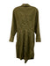 COS Size 6 Olive Green Cotton Blend pintuck waist Button Down Midi Dress Olive Green / 6