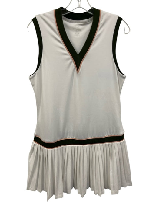 Varley Size S White, Green, Pink Polyester Blend Contrast Trim V Neck Dress White, Green, Pink / S