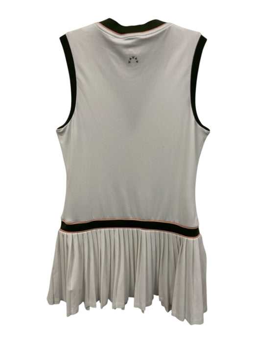 Varley Size S White, Green, Pink Polyester Blend Contrast Trim V Neck Dress White, Green, Pink / S
