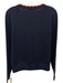 Boden Size M Navy Blue & Red Wool Knit wavy edge V Neck Sweater Navy Blue & Red / M