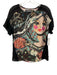 Desigual Size L Black, Turquoise, Red portrait graphic Sheer Panel Top Black, Turquoise, Red / L