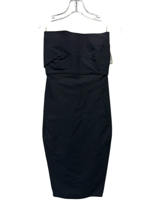 Rick Owens Size 4 Black Cotton Blend Strapless Darted Pocketed Bodycon Dress Black / 4
