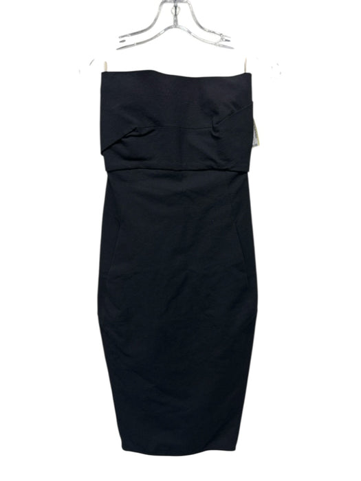 Rick Owens Size 4 Black Cotton Blend Strapless Darted Pocketed Bodycon Dress Black / 4