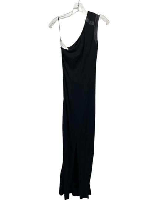 Yigal Azrouel Size 2 Black Viscose Blend One Shoulder Faux Leather Accents Dress Black / 2