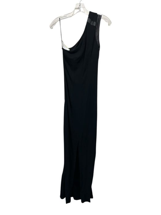 Yigal Azrouel Size 2 Black Viscose Blend One Shoulder Faux Leather Accents Dress Black / 2