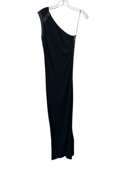 Yigal Azrouel Size 2 Black Viscose Blend One Shoulder Faux Leather Accents Dress Black / 2