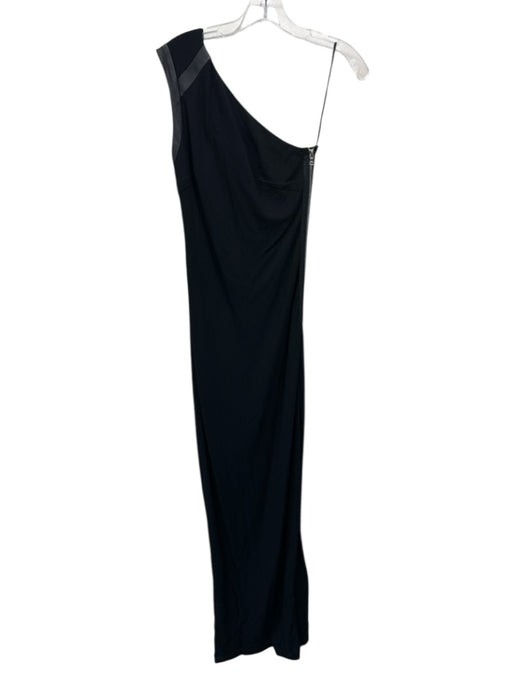 Yigal Azrouel Size 2 Black Viscose Blend One Shoulder Faux Leather Accents Dress Black / 2