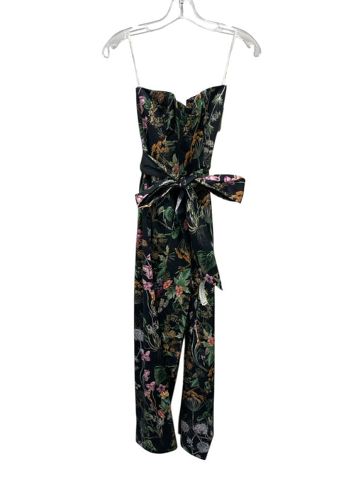 Cara Cara Size 2 Black, Green & Multi Print Cotton Blend Botanical Jumpsuit Black, Green & Multi Print / 2