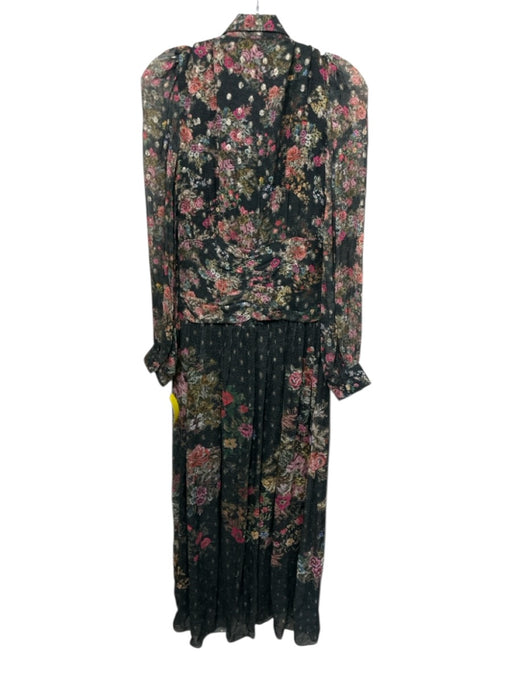 Rococo Sand Size S Black & Multi Viscose Blend Floral Metallic Thread Dress Black & Multi / S