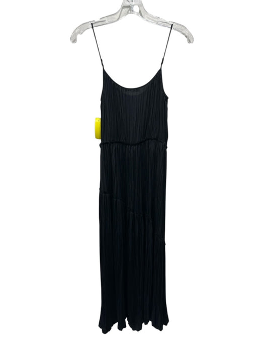 Vince Size XS Black Polyester Satin Accordion Pleat Spaghetti Strap Dress Black / XS