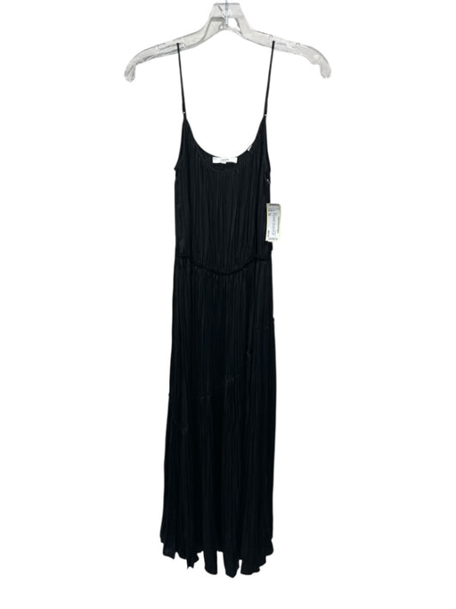 Vince Size XS Black Polyester Satin Accordion Pleat Spaghetti Strap Dress Black / XS