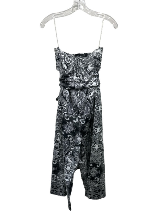 Cara Cara Size 2 White & Black Cotton Blend Paisley Strapless Jumpsuit White & Black / 2