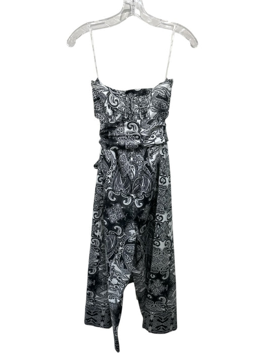 Cara Cara Size 2 White & Black Cotton Blend Paisley Strapless Jumpsuit White & Black / 2